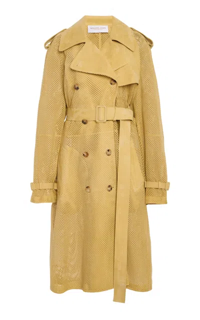 Michael Kors Perforated Suede Trench Coat In Brown