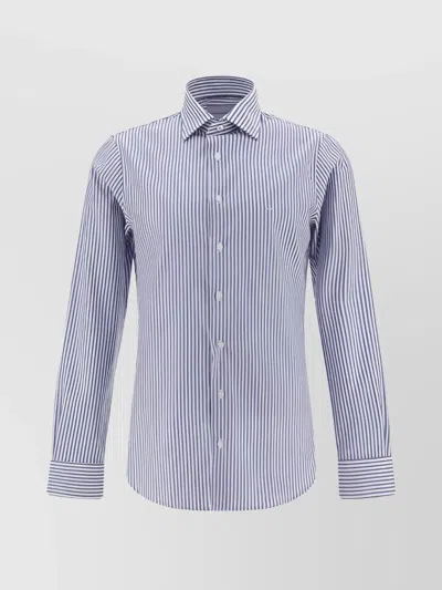 Michael Kors Performance Slim Fit Cotton Shirt With Long Sleeves In Blue