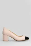 Michael Kors Block Heel Round Toe Two-tone Pumps In Pink