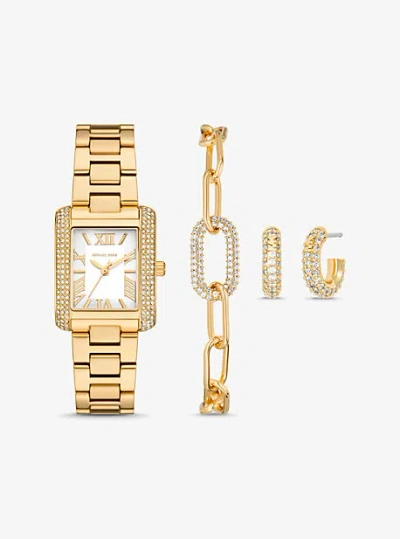 Michael Kors Petite Emery Gold-tone Watch And Jewelry Gift Set