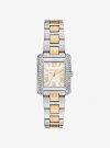 Michael Kors Petite Emery Pavé Two-tone Watch In Silver