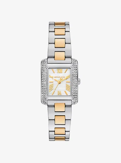 Michael Kors Petite Emery Pavé Two-tone Watch In Silver