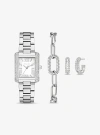 Michael Kors Petite Emery Silver-tone Watch And Jewelry Gift Set In Silver