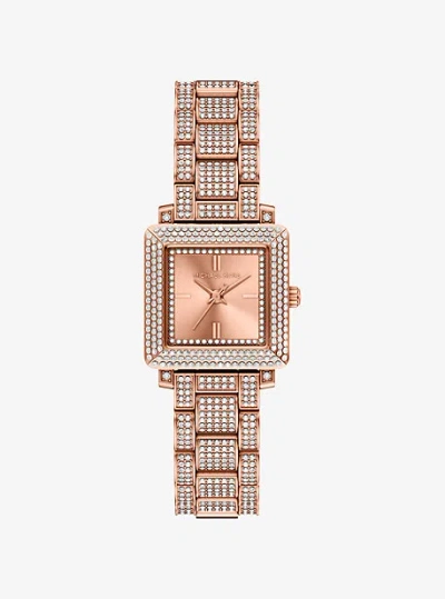 Michael Kors Petite Gwynn Pavé Rose Gold-tone Watch In Neutral