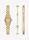 Michael Kors Petite Lexington Pavé Gold-tone Watch And Jewelry Gift Set In Gold