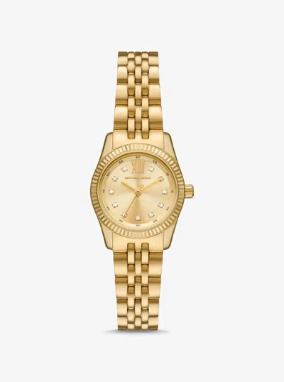 Michael Kors Petite Lexington Pavé Gold-tone Watch In Pink