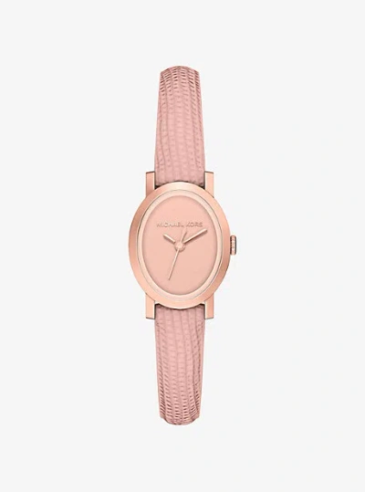 Michael Kors Petite Maude Rose Gold-tone And Lizard Embossed Leather Watch In Gray
