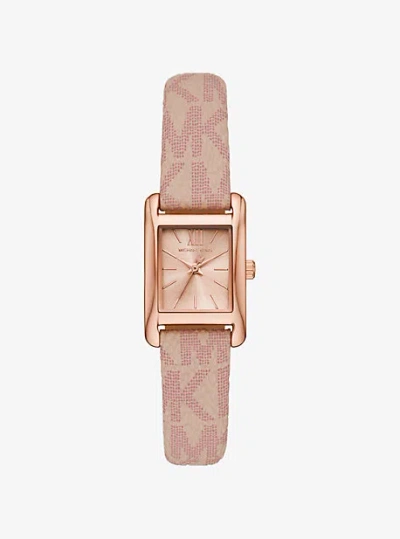 Michael Kors Petite Monroe Rose Gold-tone And Logo Strap Watch