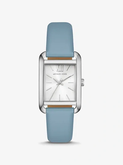 Michael Kors Petite Monroe Silver-tone And Leather Watch In Blue