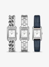Michael Kors Petite Monroe Silver-tone And Leather Watch Set In Silver