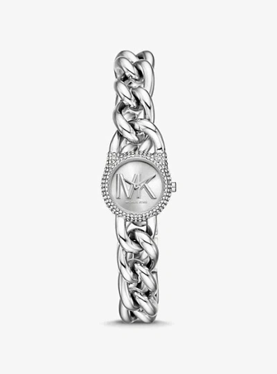 Michael Kors Petite Pavé Silver-tone Chain-link Watch In Metallic