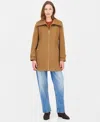 Michael Kors Petite Wool-blend Zip-front Coat In Brown