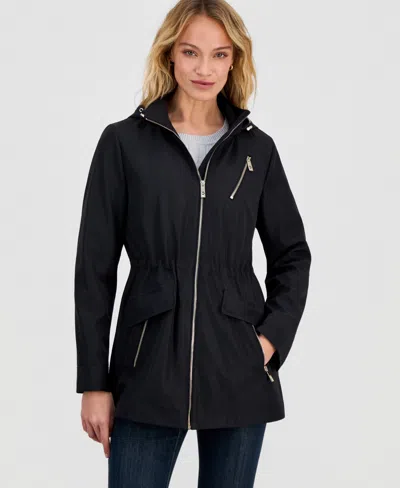 Michael Kors Petite Zip Front Anorak Coat In Black