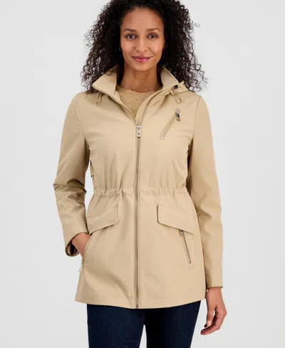 Michael Kors Petite Zip Front Anorak Coat In Khaki