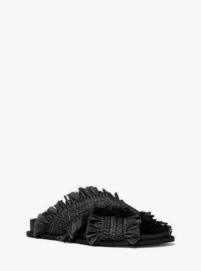 Michael Kors Peyton Fringe Crocheted Sandal In Black