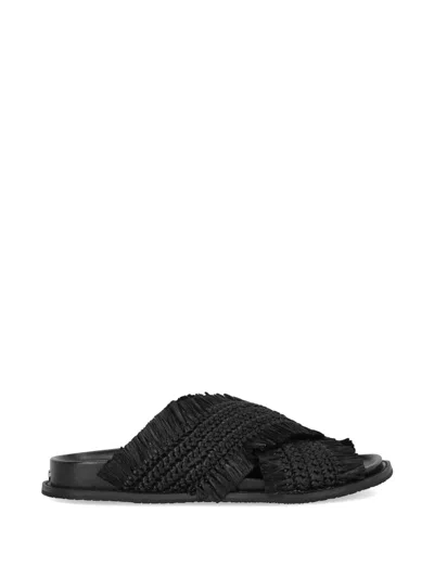 Michael Kors Peyton Fringed Woven Sandals In Black