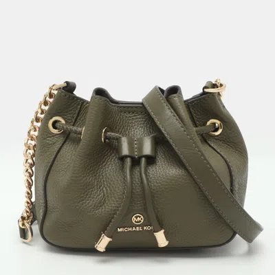 Pre-owned Michael Kors Phoebe Green Leather Drawstring Bucket Bag