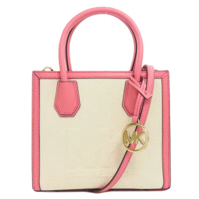 Pre-owned Michael Kors Pink Canvas Handbag () In Multi