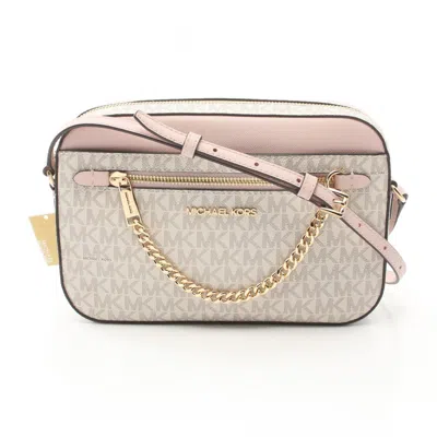 Pre-owned Michael Kors Pink Coated Canvas Leather Shoulder Bag () In Multi