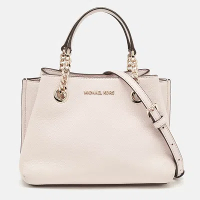 Pre-owned Michael Kors Pink Faux Leather Small Teagan Tote