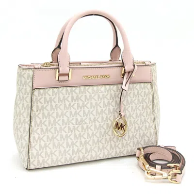 Pre-owned Michael Kors Pink Off- Pvc Leather Handbag Shoulder Bag () In Multi