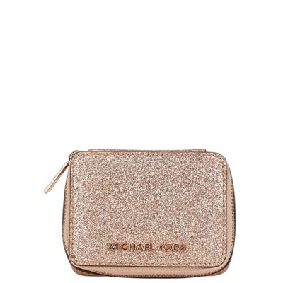 Pre-owned Michael Kors Pink Pink Gold Canvas Pouch () In Multi