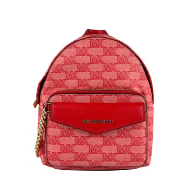 Pre-owned Michael Kors Pink Red Color Pvc Leather Backpack () In Multi