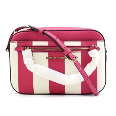 Pre-owned Michael Kors Pink White Leather Shoulder Bag () In Multi