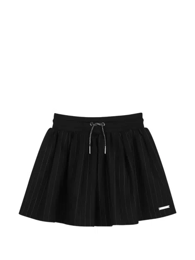 Michael Kors Kids' Pinstripe-pattern Drawstring Casual Skirt In Black
