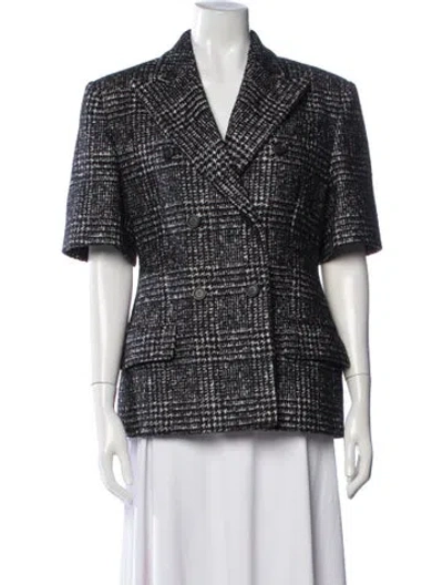 Pre-owned Michael Kors Plaid Print Blazer In Black