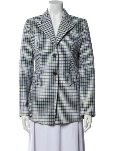 Pre-owned Michael Kors Plaid Print Blazer In Blue