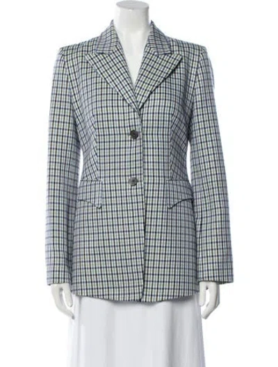 Pre-owned Michael Kors Plaid Print Blazer In Blue