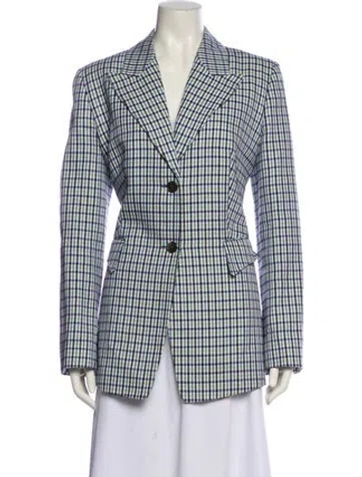 Pre-owned Michael Kors Plaid Print Blazer In Blue