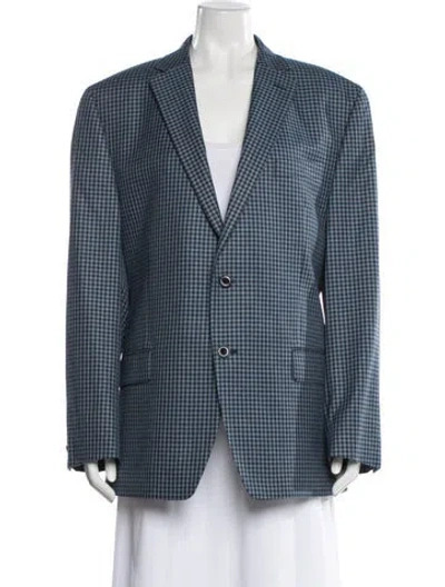 Pre-owned Michael Kors Plaid Print Blazer In Blue