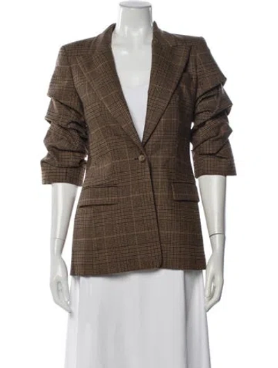 Pre-owned Michael Kors Plaid Print Blazer In Brown
