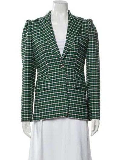 Pre-owned Michael Kors Plaid Print Blazer In Green