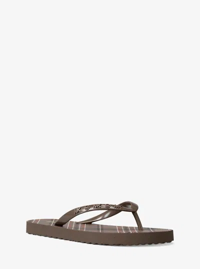 Michael Kors Plaid Print Flip Flop In Grey