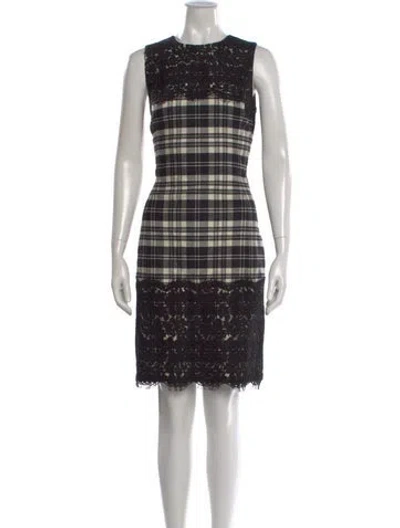 Pre-owned Michael Kors Plaid Print Knee-length Dress In Black