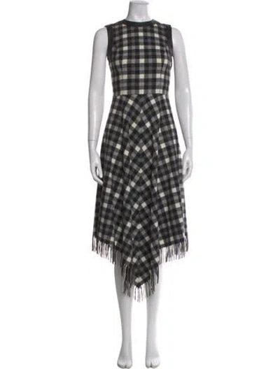 Pre-owned Michael Kors Plaid Print Long Dress In Black