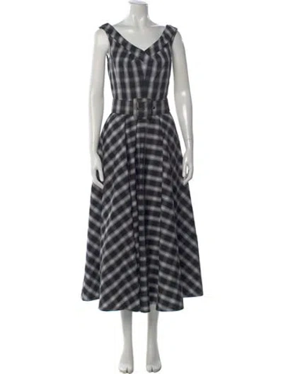 Pre-owned Michael Kors Plaid Print Long Dress In Multi