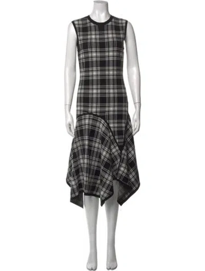 Pre-owned Michael Kors Plaid Print Midi Length Dress W/ Tags In Black