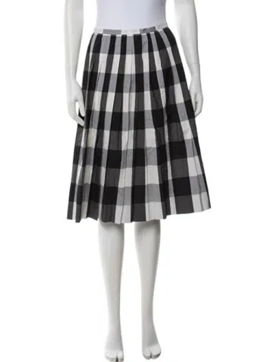 Pre-owned Michael Kors Plaid Print Midi Length Skirt In Black