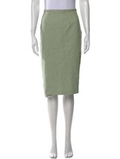 Pre-owned Michael Kors Plaid Print Midi Length Skirt In Green