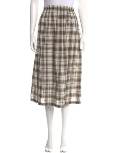 Pre-owned Michael Kors Plaid Print Midi Length Skirt In Neutral