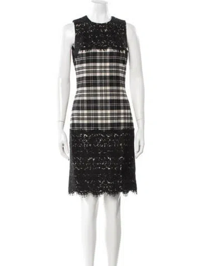 Pre-owned Michael Kors Plaid Print Mini Dress In Black