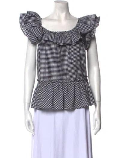 Pre-owned Michael Kors Plaid Print Off-the-shoulder Blouse In Multi