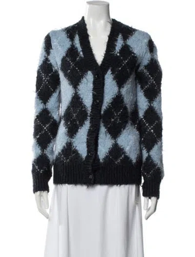 Pre-owned Michael Kors Plaid Print Open Front Sweater In Blue