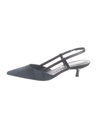 Pre-owned Michael Kors Plaid Print Slingback Pumps In Black