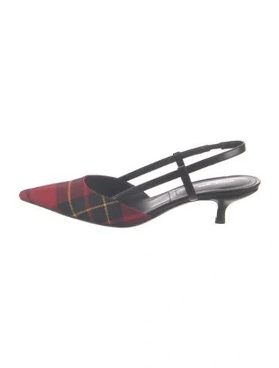 Pre-owned Michael Kors Plaid Print Slingback Pumps In Multi