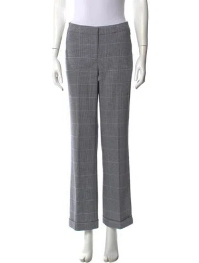 Pre-owned Michael Kors Plaid Print Straight Leg Pants In Black